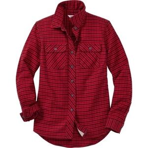 Duluth Trading Co Women's Folklore Flannel houndstooth Red Black XS Cabincore